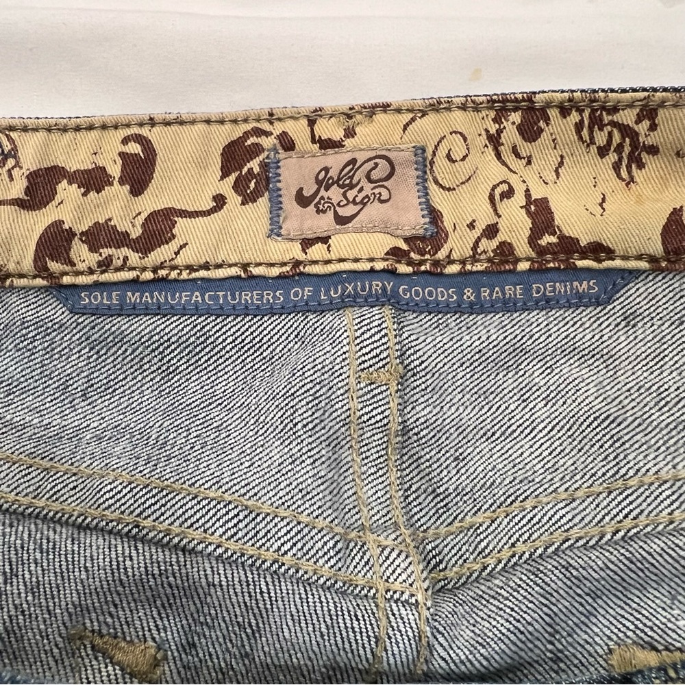 GoldSign Desire Lowrise Distressed Flare Bootcut Denim Jeans USA Made SZ 27 EUC - Picture 2 of 16
